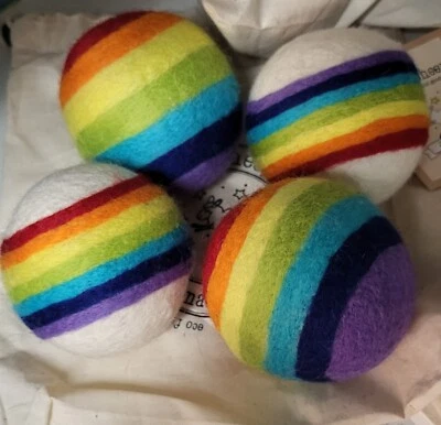Friendsheep Organic Wool Dryer Balls Set Of 4 Rainbow Eco Friendly LGBQ