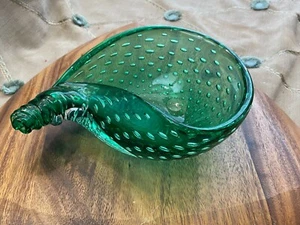 Ciotola in vetro di Murano design di Archimede Seguso bullicante verde conchiglia conchiglia - Foto 1 di 10
