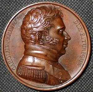 France Luigi XVIII 1814-1824 Medal 1820 Carolus Ferdinand Dux Biturigum - Picture 1 of 2
