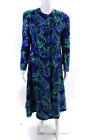 Jaeger Women's Floral Print Wool Single Breasted Skirt Suit Blue Size 14