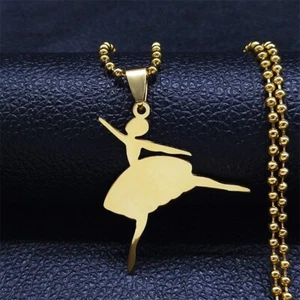 Solid 14K Gold Ballerina Dancer Girl Pendant Ballet Dancing Woman Jewelry Gift - Picture 1 of 7