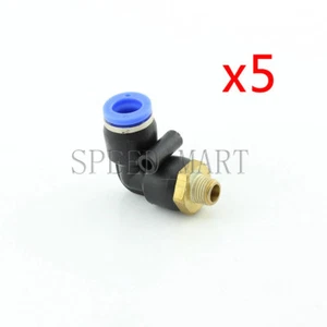 5pcs 1/8 BSPT Male Thread 90 Degree Elbow Pipe Quick Fittings 10mm PL10-01 - Picture 1 of 3