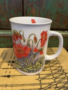 Taza de café prensa de popurrí 8 onzas amapolas rojas 1993 hecha en Corea - Imagen 1 de 4