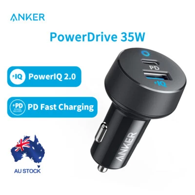 Anker Car Charger 35W PowerDrive USB C PD Fast Charge with 2 Port USB for iphone - image 1 of 4
