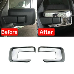 Pair For Ford F150 F-150 2021-2022 Chrome Rear View Side Mirror Covers Trim - Picture 1 of 9
