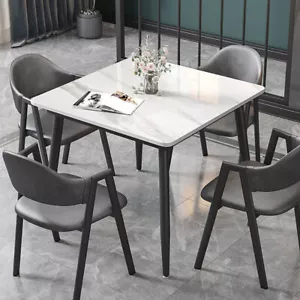 Solid Marble Kitchen Room Dining Table 80x80cm Square Leisure Coffee Table Desk - Picture 1 of 36
