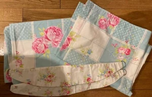Beautiful Maison Floral Pastels Lined Pencil Pleat Curtains 66"W 54"D & Tiebacks - Picture 1 of 16