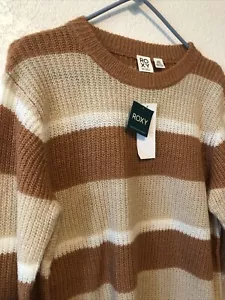 NWT Roxy Womens Neutral Tan Beige Pullover Crew Neck Sweater MEDIUM SOOoo Soft ! - Picture 1 of 5