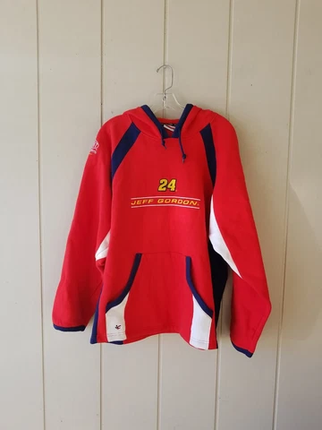 Vintage Jeff Gordon 24 Dupont CHASE NASCAR Hoodie Sweatshirt Mens L Red Cover