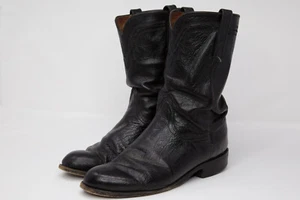 Men's Lucchese 2000 Ostrich Black Roper Cowboy Boots Sz 8.5 2E - Picture 1 of 11