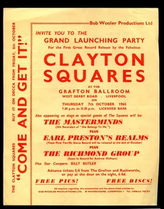 CLAYTON SQUARES / THE MASTERMINDS  : original UK 1965 Gig Flyer LIVERPOOL Beat - Bild 1 von 2