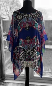 PIA ROSSINI Beach Blue Patterned Cover Up Tunic Holiday Beach Wear One size.