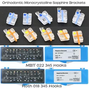 Brackets de zafiro monocristalino de ortodoncia dental Roth MBT 022 018 345 ganchos - Imagen 1 de 42