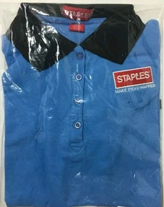 NEW Staples Employee Polo Ladies Women's 4XL S/S Blue Black Collar Work SHIRT - Picture 1 of 1