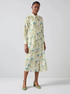 L.K Bennett Lotte Seidenmischung Hemdkleid, Creme Multi Größe UK 8 - Bild 1 von 11