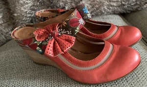 Staccato Women Multicolour Leather Floral Bow Wedge Heels/Mules/Shoes 38 / UK 5 - Picture 1 of 11