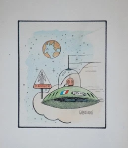 1985 GRAZIADEI ensemble de 7 Dessins à la gouache originaux HUMOUR BD caricature - Picture 1 of 7