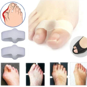 2pcs Silicone Gel Toe Straightener Separator Bunion Corrector Pain Relief - Picture 1 of 5
