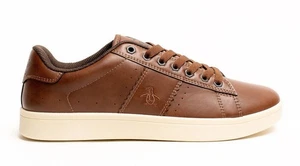 Original Penguin Steadman Mens Tan Casual Smart Lace Up Trainers - Picture 1 of 5