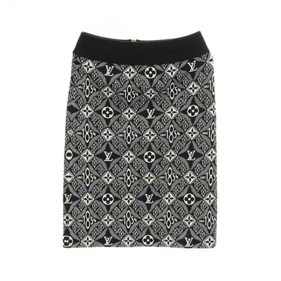 LOUIS VUITTON монограмма Jacquard юбка FKKZ99ZIF шерсти нейлона серый черный б/у #S LV - Изображение 1 из 4