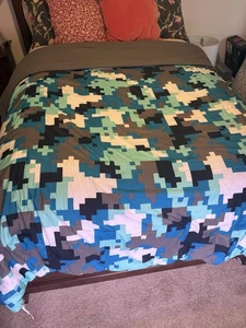 Full/Queen Space Cotton Comforter Set Navy - Pillowfort Digital Block Camo - Picture 1 of 7