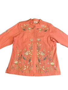 Peach Colored Quacker Factory Headed And Embroidered Women’s Jacket Size Medium - Picture 1 of 11
