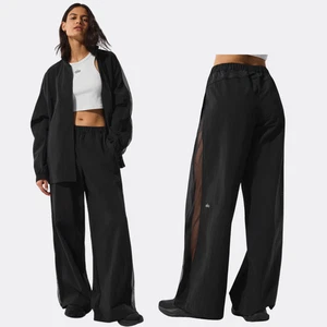 Alo Yoga High Waist Origin Wide Leg Track Pant Black Small NWT $148 Retail - Picture 1 of 5