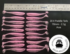 20 X 70mm Soft Plastic Paddle Tail Fishing Lures - Pink - FREE POSTAGE - Picture 1 of 3