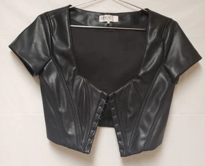 House of CB London Leather Bone Corset Cropped Vest Hooks Clubbing Size M NWOT - Picture 1 of 10