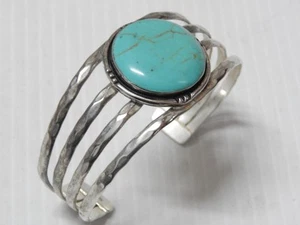 BTFL STEIN - VINTAGE ANTIK NAVAJO INDIANER STERLINGSILBER TÜRKIS ARMBAND - Bild 1 von 6