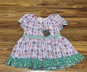 Matilda Jane Girls Sz 12 Top As You Wish Tunic Shirt Once Upon a Time Houses NWT - Picture 1 of 7