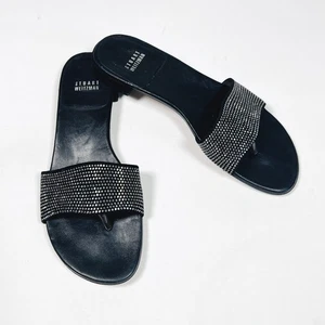 Stuart Weitzman Black Studed Thong Sandals Size 8.5 - Picture 1 of 6