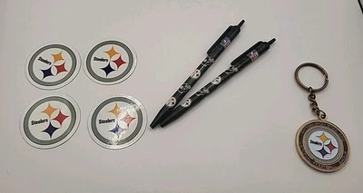 Pittsburgh Steelers Lote de 7 Artículos (4) 2" Mini Imanes (2) Plumas de Tinta y Llavero Nuevo Foto 1 de 4