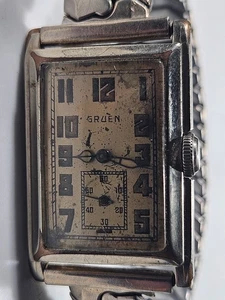 Reloj Médico Rectangular Vintage Gruen Veri-Thin Art Deco Dorado Antiguo - Imagen 1 de 19