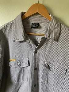 Prison Blues Mens Large Button Work Shirt Hickory Striped Vintage - Picture 1 of 8