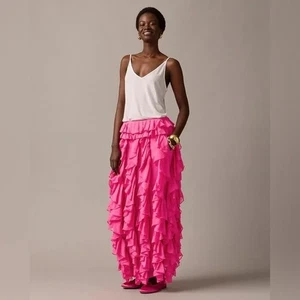 NWT J CREW COLLECTION Limited Edition SZ 10 Pink Ruffle Chiffon Maxi Skirt BV439 - Picture 1 of 6