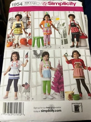 Patrón de costura simplicity #1954 DELANTAL INFANTIL-6 VISTAS-ESTACIONAL-LINDO! SIN CORTAR SM-LG Foto 1 de 2