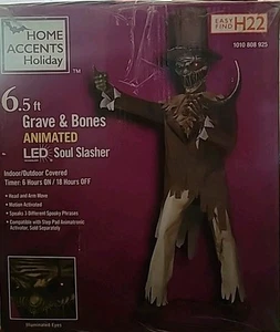 6.5 FT ANIMATED SOUL SLASHER LED EYES HALLOWEEN DECORATIONS IN HAND - Picture 1 of 1