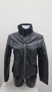 Fiondotinta Giacca In Vera Pelle Donna Woman  Tg M Nero AN13 - Picture 1 of 13