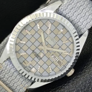 JAPAN VINTAGE REFURBISHED SEIKO 5 AUTOMATIC MENS GREY COLOR DIAL WATCH a440358-1 - Picture 1 of 10