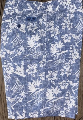 ⛳️Pantalones cortos IZOD SATWATER para hombre azul/blanco tropical 🦜 hawaiano 🌺TALLA 34🌴 Foto 1 de 4
