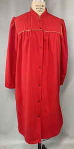 Vintage Robe SIZE MEDIUM red velour velvet quilted snap front gown APPEL 80s 90s - Picture 1 of 11