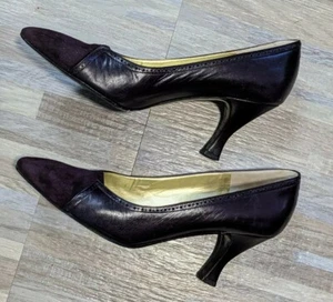 BRUNO MAGLI Heels Women's Size 7 Leather Burgundy Purple Made in Italy Italian - Picture 1 of 12