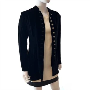 Vintage 90's Steampunk Cambridge Dry Goods Co. Black Velvet Jacket Blazer NWT - Picture 1 of 8