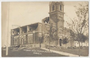 1911 Hebron, Nebraska - REAL PHOTO High School Bldg after Tornado - Old Postcard - Picture 1 of 2