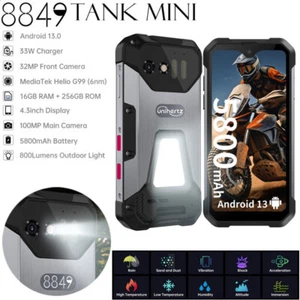 4G LTE 8849 TANK MINI Rugged Phone Android 13.0 Waterproof Mobile Camping Light - Picture 1 of 12