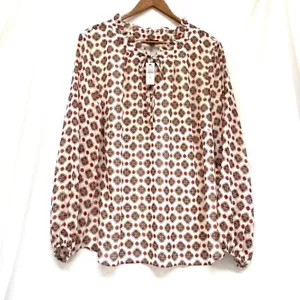 NWT Talbots Damask Print Blouse Size 1X Floral 1/2 Button Up Semi Sheer Boho - Picture 1 of 16