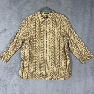 Vintage Lauren Ralph Lauren Button Up Top Damen 2X Braun Leinen Safari Old Money - Bild 1 von 10