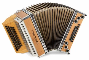 Steirische Harmonika G-C-F-B Handharmonika Knopfakkordeon 3-chörig Riemen Buche - Bild 1 von 9