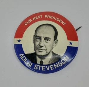 VINTAGE POLITICAL BUTTON ADLAI STEVENSON, 1972 repo CAMPAIGN PIN BACK - Picture 1 of 3